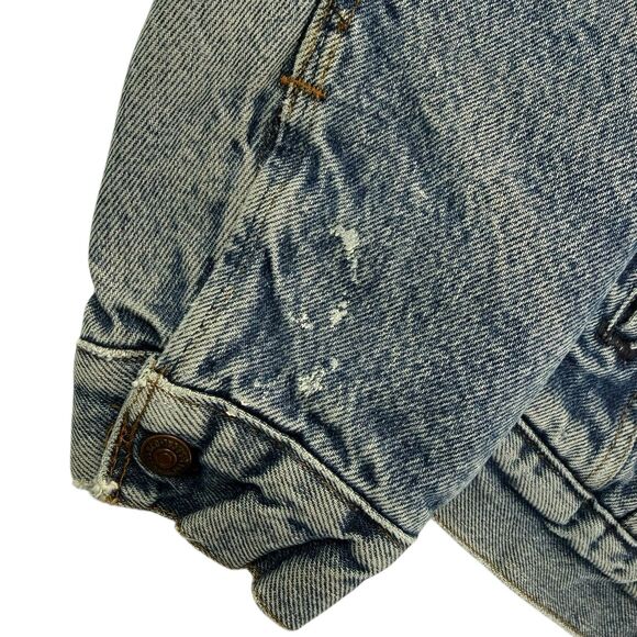 Vintage 80s Levis Sherpa Lined Denim Trucker Jacket Men 40R USA Jean Patches - Picture 5 of 16